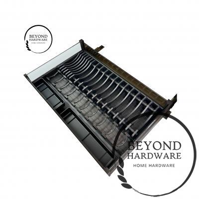 Kitchen DIsh Rack Bowl Rack Pull Out Basket,Aluminum Pull Out Drawers with Accessories Soft Close,Tempered Glass Drawers