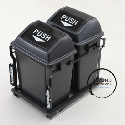 2*15L Double-Bin Pull-Out Kitchen Trash Can with Push Lids