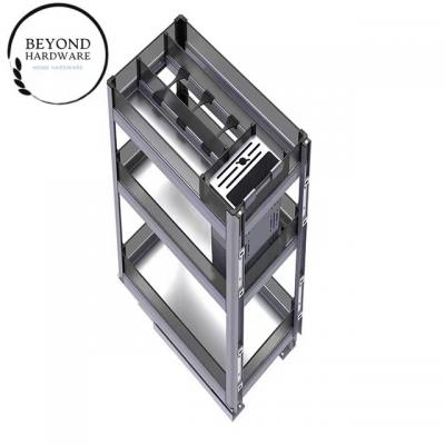 3 Layer Pull-Out Seasoning Basket with Tempered Glass and Stainless Steel Base