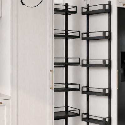 6 Layer Tempered Glass Kitchen Pantry Unit Pull-Out Basket with Aluminum Strip